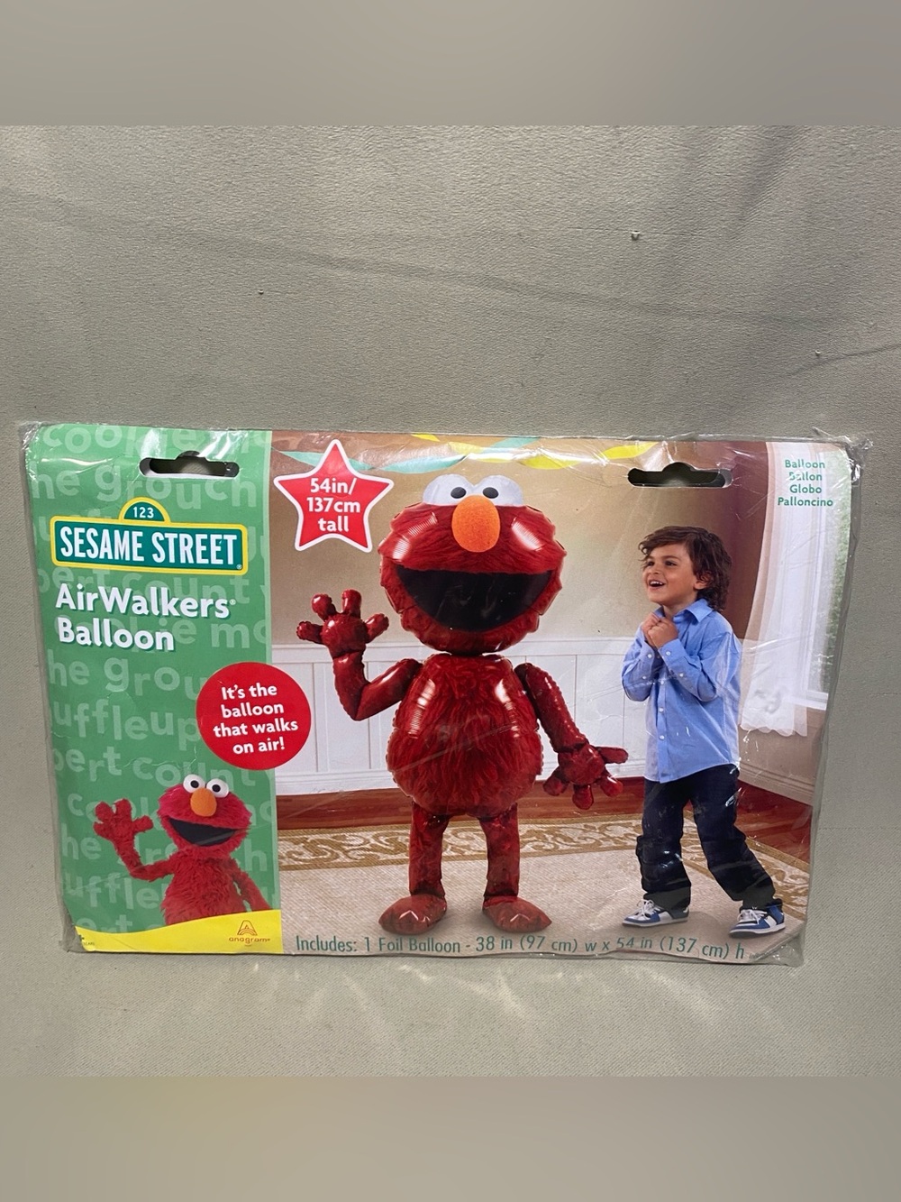 123 Sesame Street Elmo Air-Walker Foil Mylar 54” Balloons Birthdays